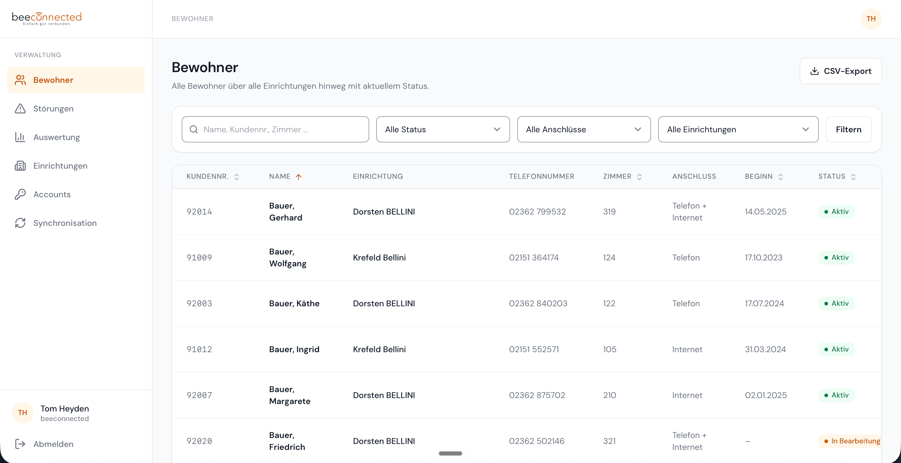 beeconnected portal · intern · Screenshot